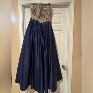 Elegant Navy and Gold Dress